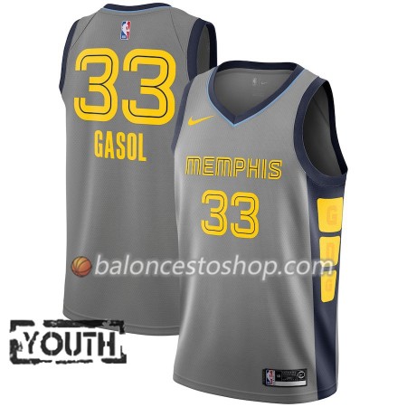 Camiseta Niños NBA Memphis Grizzlies Marc Gasol 33 2018-19 Nike City Edition Gris Swingman